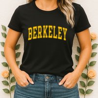 Berkeley Arched Varsity Text Yellow Berkeley Womens T-Shirt