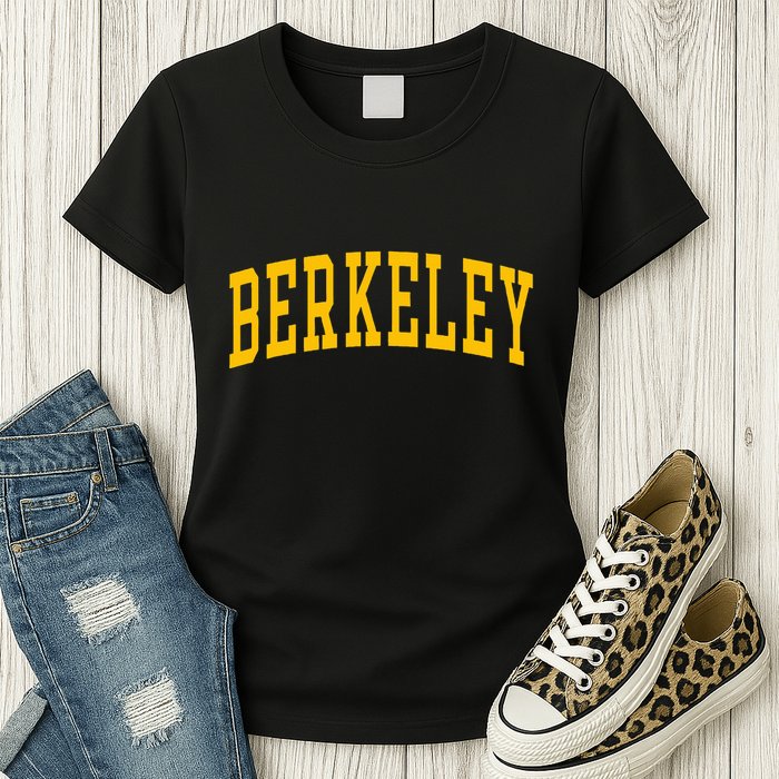 Berkeley Arched Varsity Text Yellow Berkeley Womens T-Shirt