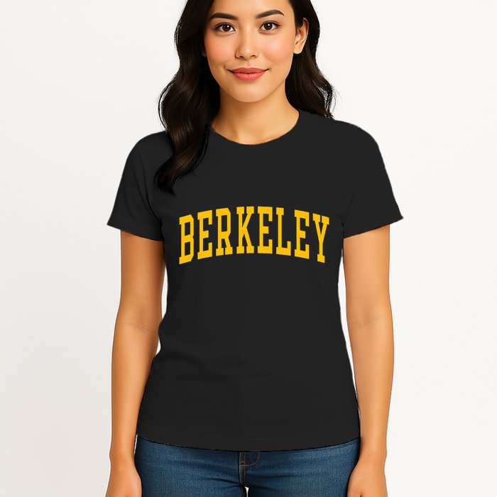 Berkeley Arched Varsity Text Yellow Berkeley Womens T-Shirt