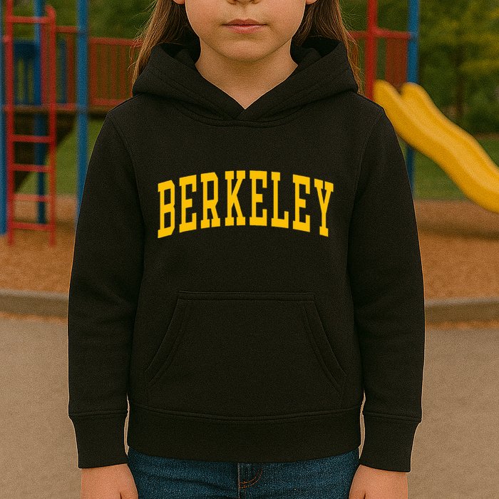 Berkeley Arched Varsity Text Yellow Berkeley Kids Hoodie