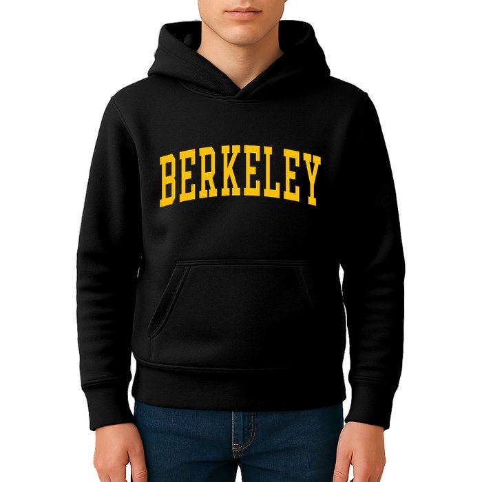 Berkeley Arched Varsity Text Yellow Berkeley Kids Hoodie