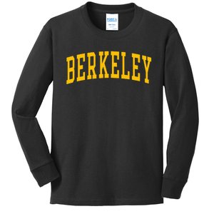 Berkeley Arched Varsity Text Yellow Berkeley Kids Long Sleeve Shirt