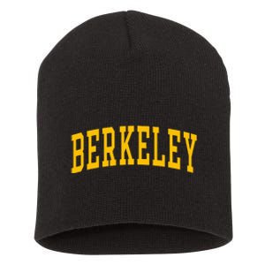 Berkeley Arched Varsity Text Yellow Berkeley Short Acrylic Beanie