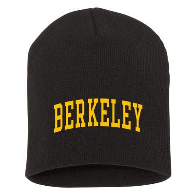 Berkeley Arched Varsity Text Yellow Berkeley Short Acrylic Beanie