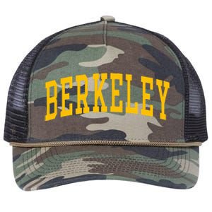 Berkeley Arched Varsity Text Yellow Berkeley Retro Rope Trucker Hat Cap