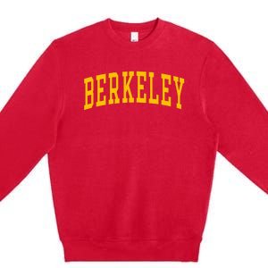 Berkeley Arched Varsity Text Yellow Berkeley Premium Crewneck Sweatshirt