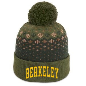 Berkeley Arched Varsity Text Yellow Berkeley The Baniff Cuffed Pom Beanie