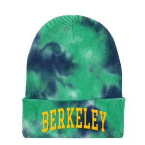 Berkeley Arched Varsity Text Yellow Berkeley Tie Dye 12in Knit Beanie