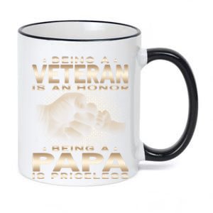 Being A Veteran Is An Honor Being A Papa Is Priceless Funny Gift 11oz Black Color Changing Mug