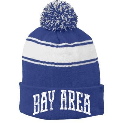 Bay Area Vintage Cool Gift Stripe Pom Pom Beanie