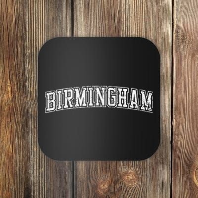 Birmingham Al Varsity Style Magic City Outline White Grunge Coaster