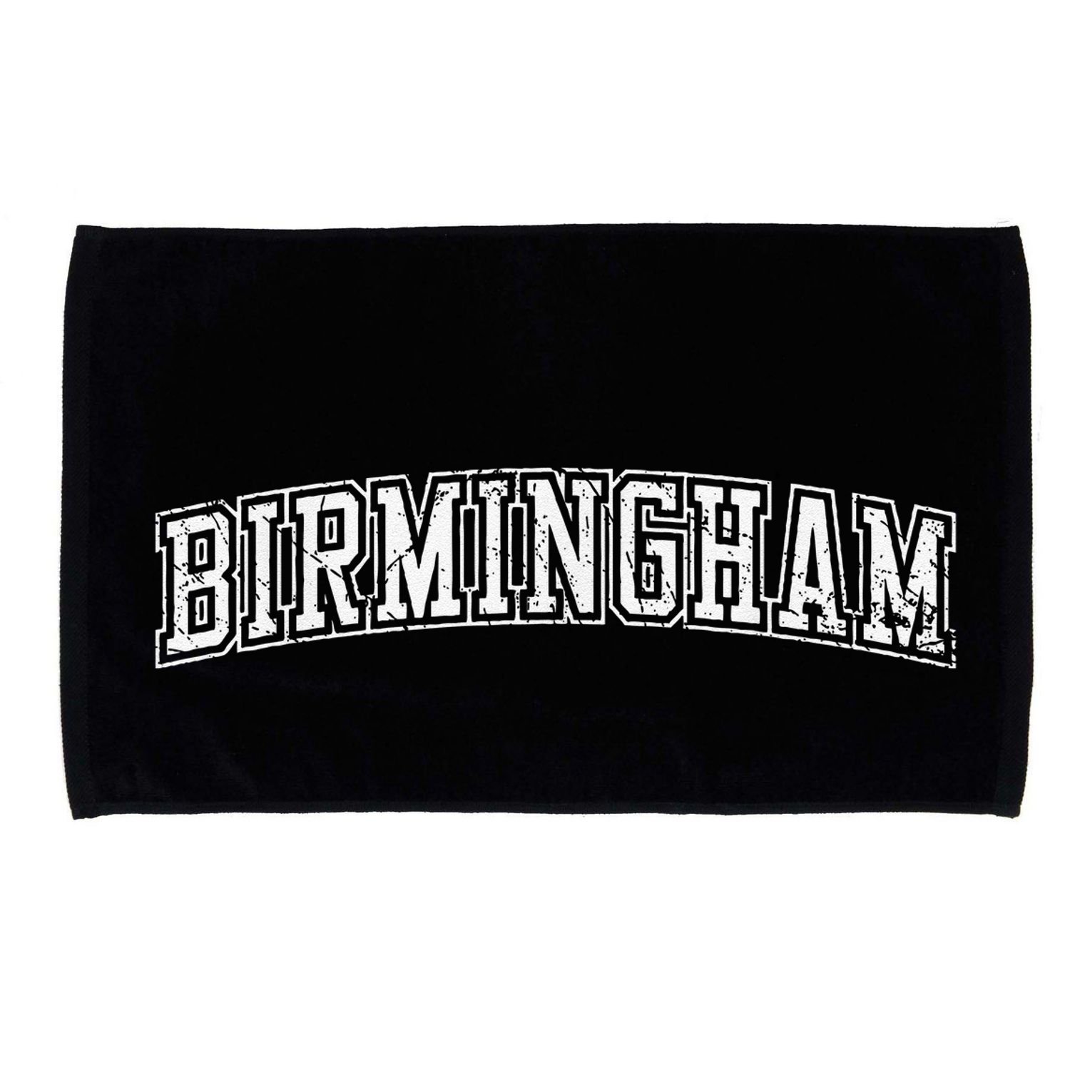 Birmingham Al Varsity Style Magic City Outline White Grunge Microfiber Hand Towel