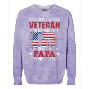 Being A Veteran Is An Honor Being Papa Is Priceless Colorblast Crewneck Sweatshirt