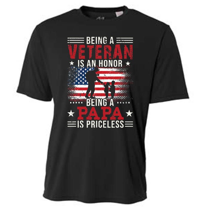 Being A Veteran Is An Honor Being Papa Is Priceless Cooling Performance Crew T-Shirt