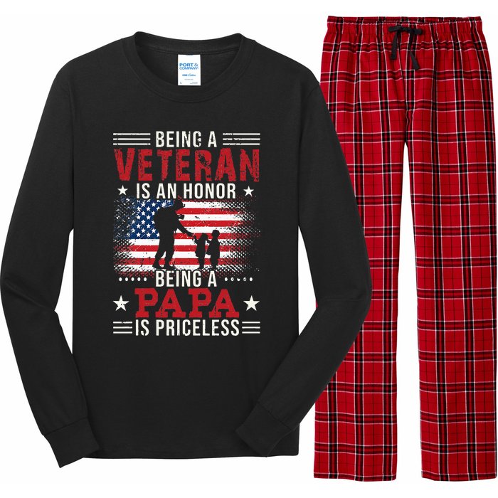 Being A Veteran Is An Honor Being Papa Is Priceless Long Sleeve Pajama Set