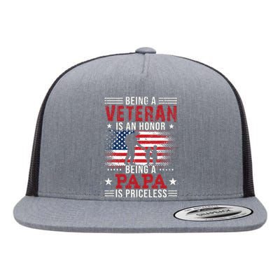 Being A Veteran Is An Honor Being Papa Is Priceless Flat Bill Trucker Hat