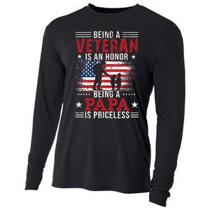 Being A Veteran Is An Honor Being Papa Is Priceless Cooling Performance Long Sleeve Crew