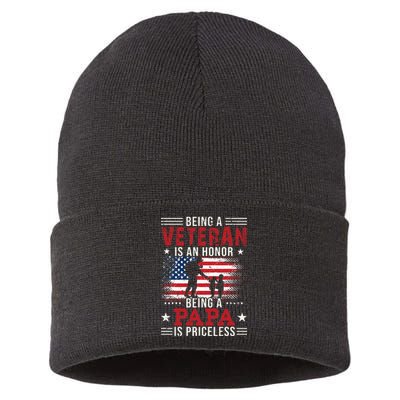 Being A Veteran Is An Honor Being Papa Is Priceless Sustainable Knit Beanie