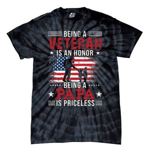 Being A Veteran Is An Honor Being Papa Is Priceless Tie-Dye T-Shirt