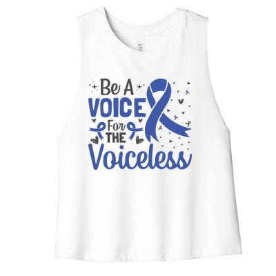 Be A Voice For The Voiceless Child Abuse Awareness National Women's Racerback Cropped Tank