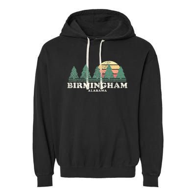 Birmingham Al Vintage Throwback Retro 70s Design Garment-Dyed Fleece Hoodie