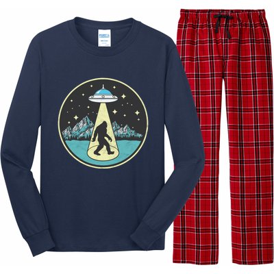 Bigfoot Abduction! Vintage Sasquatch & UFO Alien Graphic Long Sleeve Pajama Set