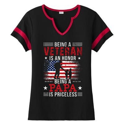 Being A Veteran Is An Honor Being Papa Is Priceless Ladies Halftime Notch Neck Tee