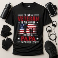 Being A Veteran Is An Honor Being Papa Is Priceless Cooling Performance Crew T-Shirt