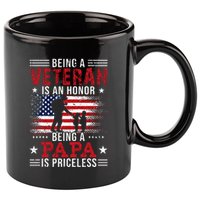 Being A Veteran Is An Honor Being Papa Is Priceless 11oz C Handle Ceramic Mug