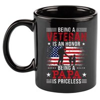 Being A Veteran Is An Honor Being Papa Is Priceless 11oz C Handle Ceramic Mug