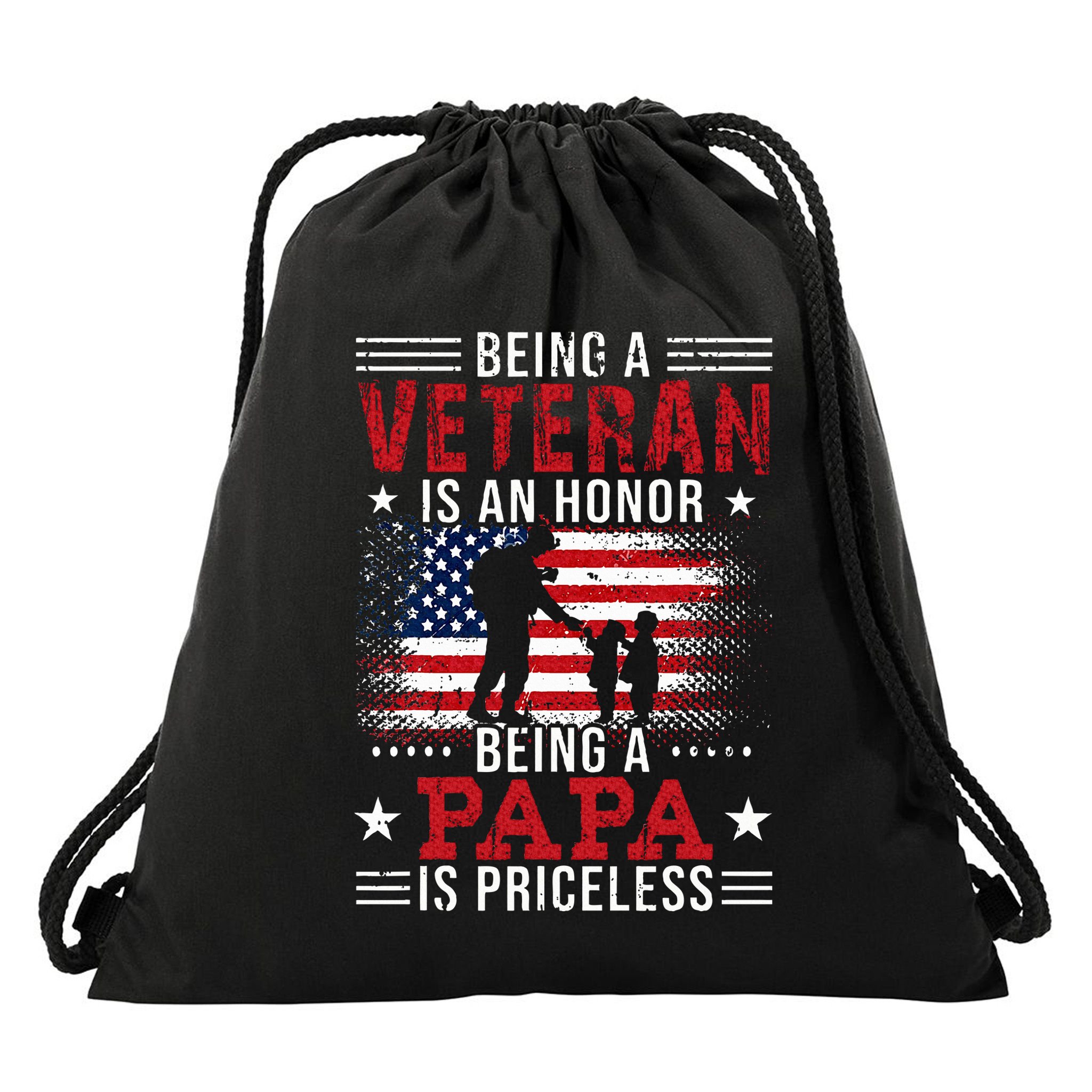 Being A Veteran Is An Honor Being Papa Is Priceless Drawstring Bag