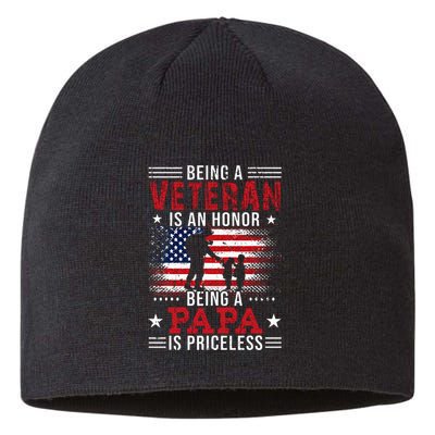 Being A Veteran Is An Honor Being Papa Is Priceless Sustainable Beanie