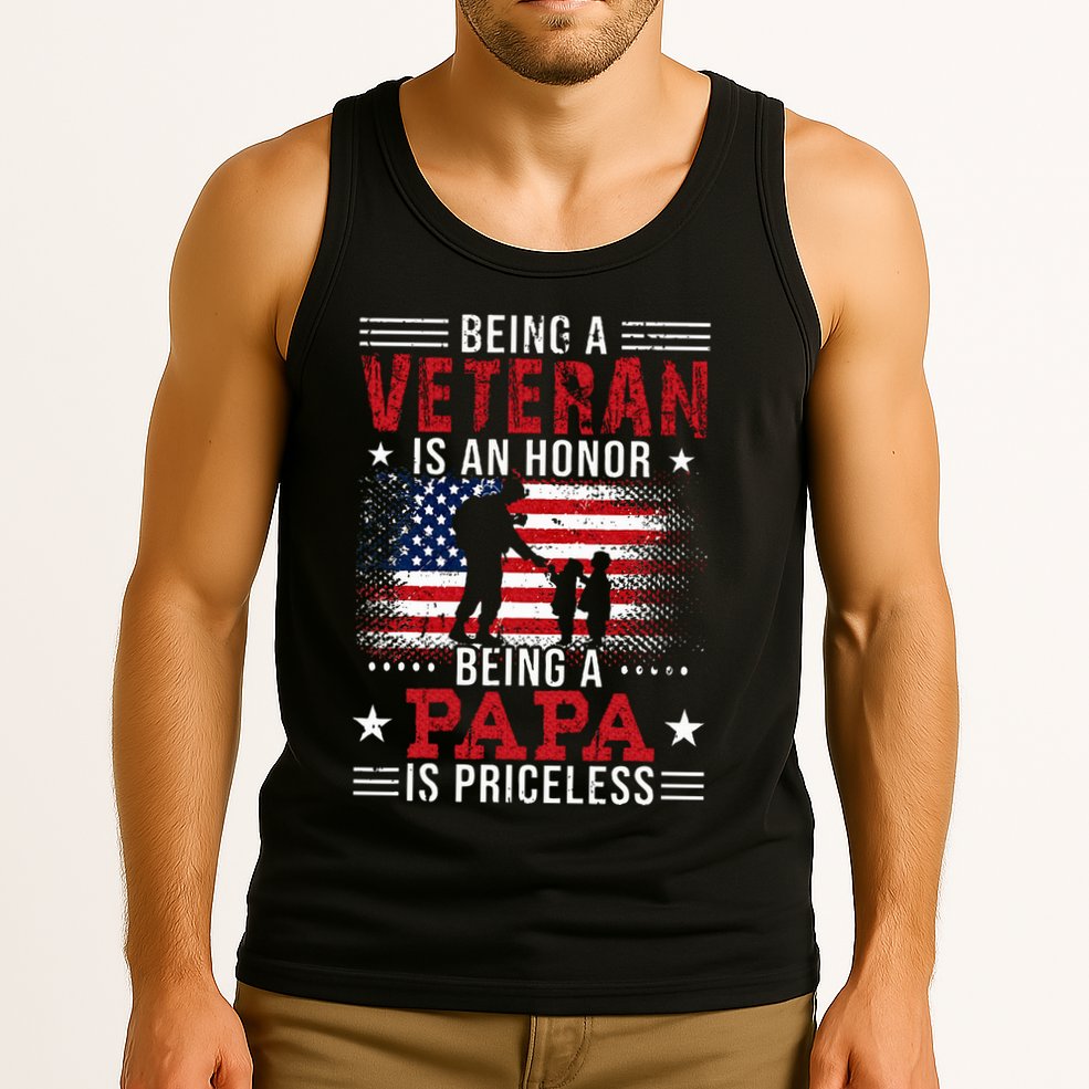 Being A Veteran Is An Honor Being Papa Is Priceless Tank Top