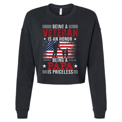 Being A Veteran Is An Honor Being Papa Is Priceless Cropped Pullover Crew