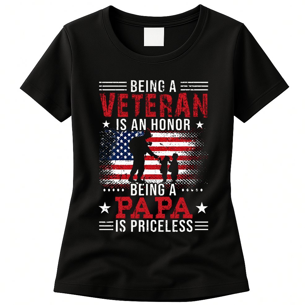 Being A Veteran Is An Honor Being Papa Is Priceless Womens T-Shirt