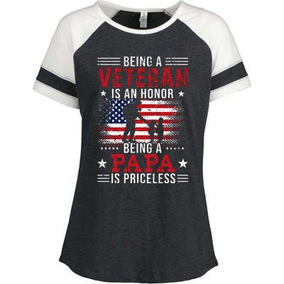 Being A Veteran Is An Honor Being Papa Is Priceless Enza Ladies Jersey Colorblock Tee