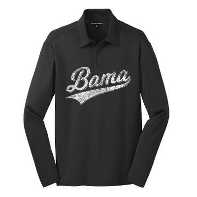 Bama Alabama Varsity Script Classic Sports Jersey Style Silk Touch Performance Long Sleeve Polo