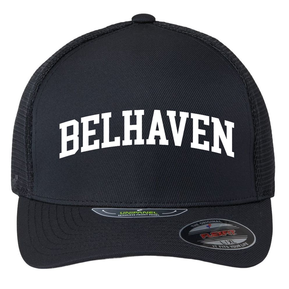 Belhaven Arch Vintage Retro College Athletic Sports Flexfit Unipanel Trucker Cap