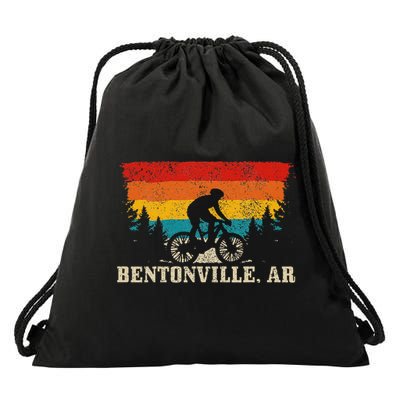 Bentonville Arkansas Vintage Mountain Bike Cycling Drawstring Bag