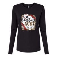 Baseball Auntie Vintage Leopard Baseball Pride Womens Cotton Relaxed Long Sleeve T-Shirt