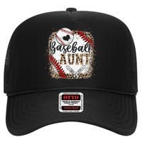 Baseball Auntie Vintage Leopard Baseball Pride High Crown Mesh Back Trucker Hat