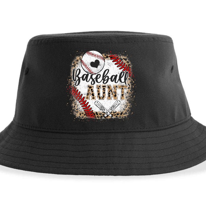 Baseball Auntie Vintage Leopard Baseball Pride Sustainable Bucket Hat