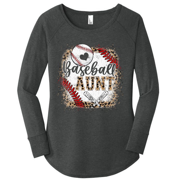 Baseball Auntie Vintage Leopard Baseball Pride Women's Perfect Tri Tunic Long Sleeve Shirt