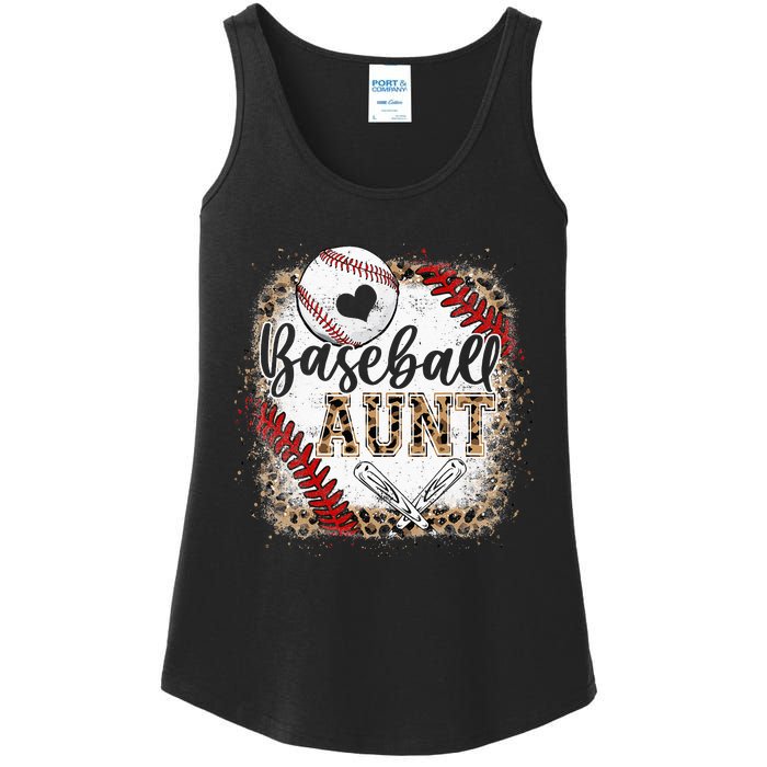 Baseball Auntie Vintage Leopard Baseball Pride Ladies Essential Tank