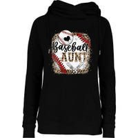 Baseball Auntie Vintage Leopard Baseball Pride Womens Funnel Neck Pullover Hood