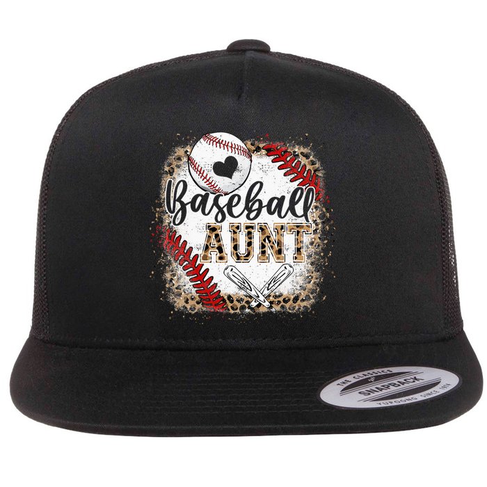 Baseball Auntie Vintage Leopard Baseball Pride Flat Bill Trucker Hat