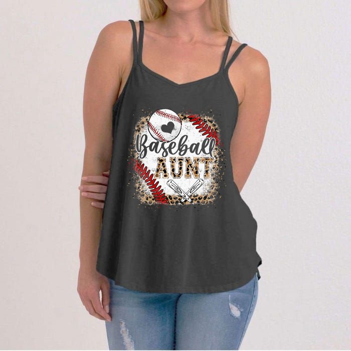 Baseball Auntie Vintage Leopard Baseball Pride Women's Strappy Tank