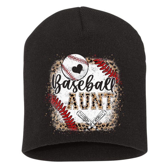 Baseball Auntie Vintage Leopard Baseball Pride Short Acrylic Beanie