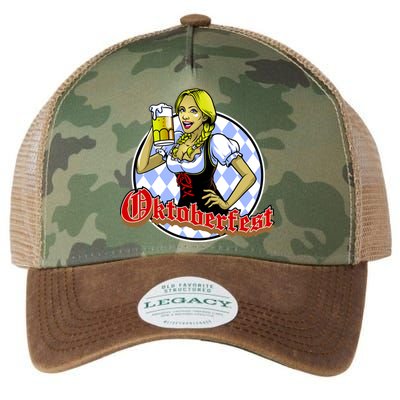 Bavarian Girl With A Glass of Beer Celebrating Oktoberfest Legacy Tie Dye Trucker Hat