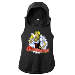 Bavarian Girl With A Glass of Beer Celebrating Oktoberfest Ladies PosiCharge Tri-Blend Wicking Draft Hoodie Tank